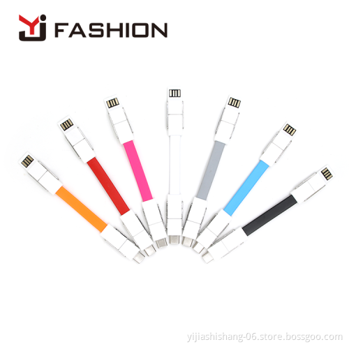 Yijiashishang 2019 new giveaway gift 4 in 1 magnet keychain keyring charger cable support usb-c charger for all phones